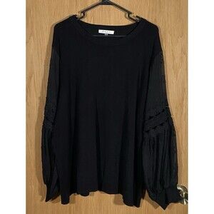 Siani Milano Women's Sz 2X Black Sweater Lace Crochet Balloon Sleeves WhimsiGoth